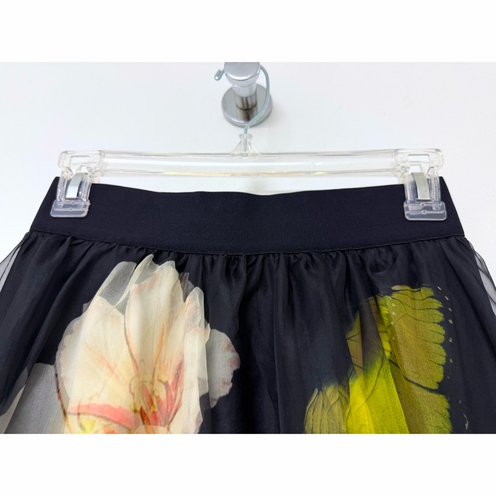Alice + Olivia Nilda Maxi Skirt Black Essential Floral Silk Chiffon Full 0 - Picture 4 of 16